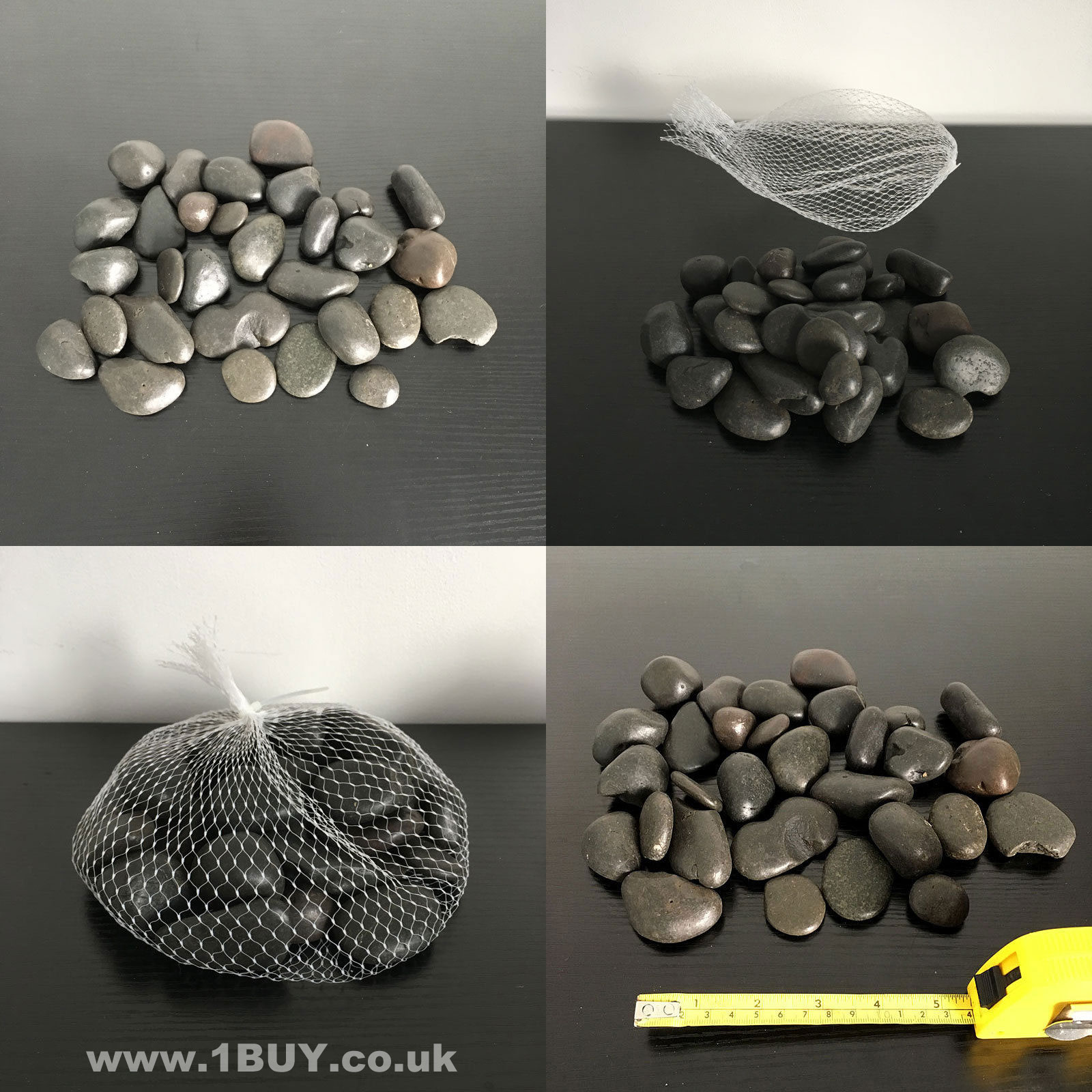 1kg Black Decorative Stones For Vases Natural Craft Pebbles