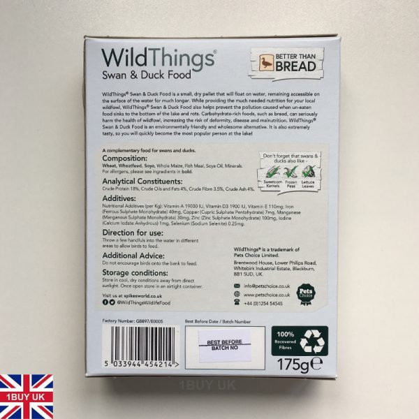 Spikes WildThings Swan & Duck Food 175g box rear