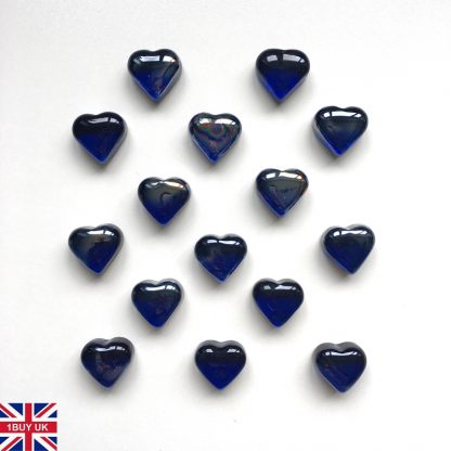 Blue Heart Decorative Glass HEARTS Pebbles Stones Table Decoration Love Shape