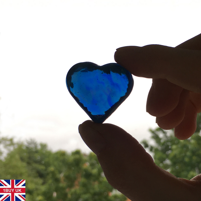 Dina Housewares New Decorative Glass Stones Pebbles Gems Shapes Clear Stars Blue Hearts Vase Garden Craft Arts BLUE HEARTS 