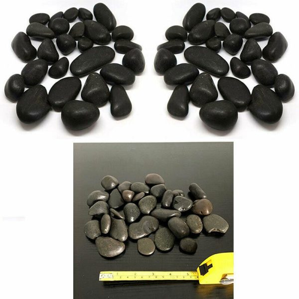 4kg of Black Decorative Stones Pebbles Table Decoration Craft Vase Garden Rocks Polished Smooth