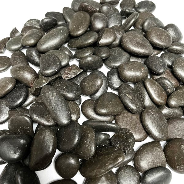 Small Black Decorative Stones Pebbles Table Decoration Craft Vase Garden Rocks Polished Smooth Closeup
