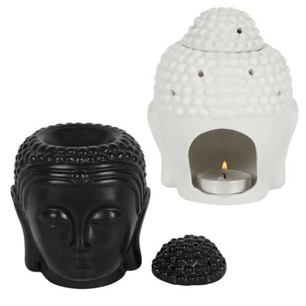 Black or White Buddha Head Wax Melting Ceramic Oil Burner Candle Holder Ceramic Aroma Diffuser Decoration